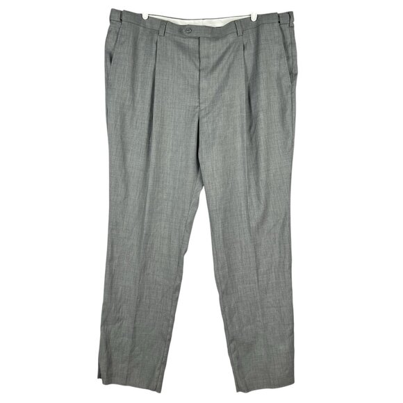 NWT FALCONE Men's Grey Dress Pants 50x37 Pleated Unhemmed Expandable Waistband